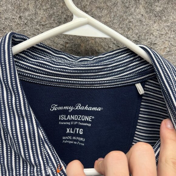 Tommy Bahama Polo Shirt Mens XXL Blue Preppy Striped Island Zone Extra Large - Picture 6 of 10